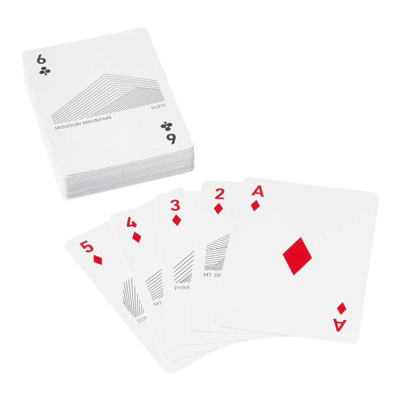 Stacked Deck with 6 of Clubs along side Flush of Diamonds 5 through Ace