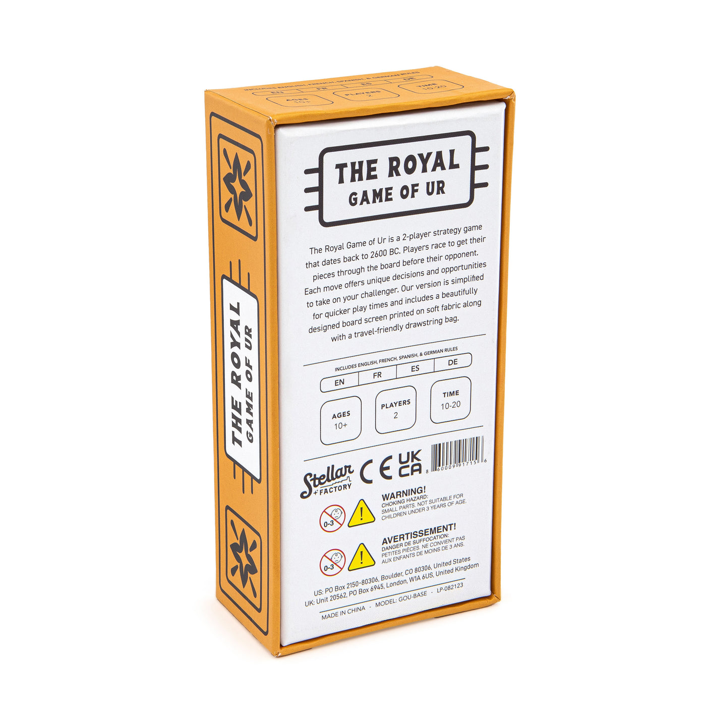 The Royal Game of UR back of packaging
