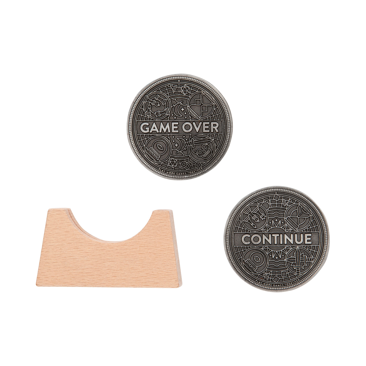 A coin showing "Game Over", "Continue" and a display stand