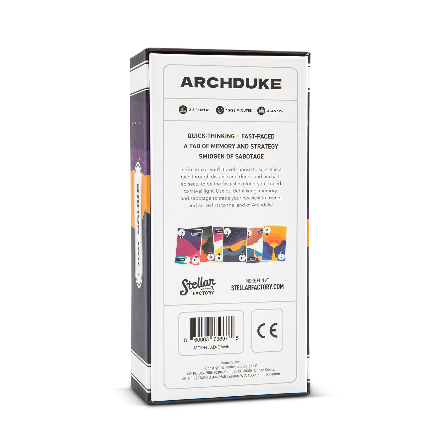Back of packaging for Archduke game