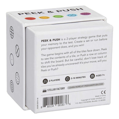 Bottom of Packaging for Peek and Push game