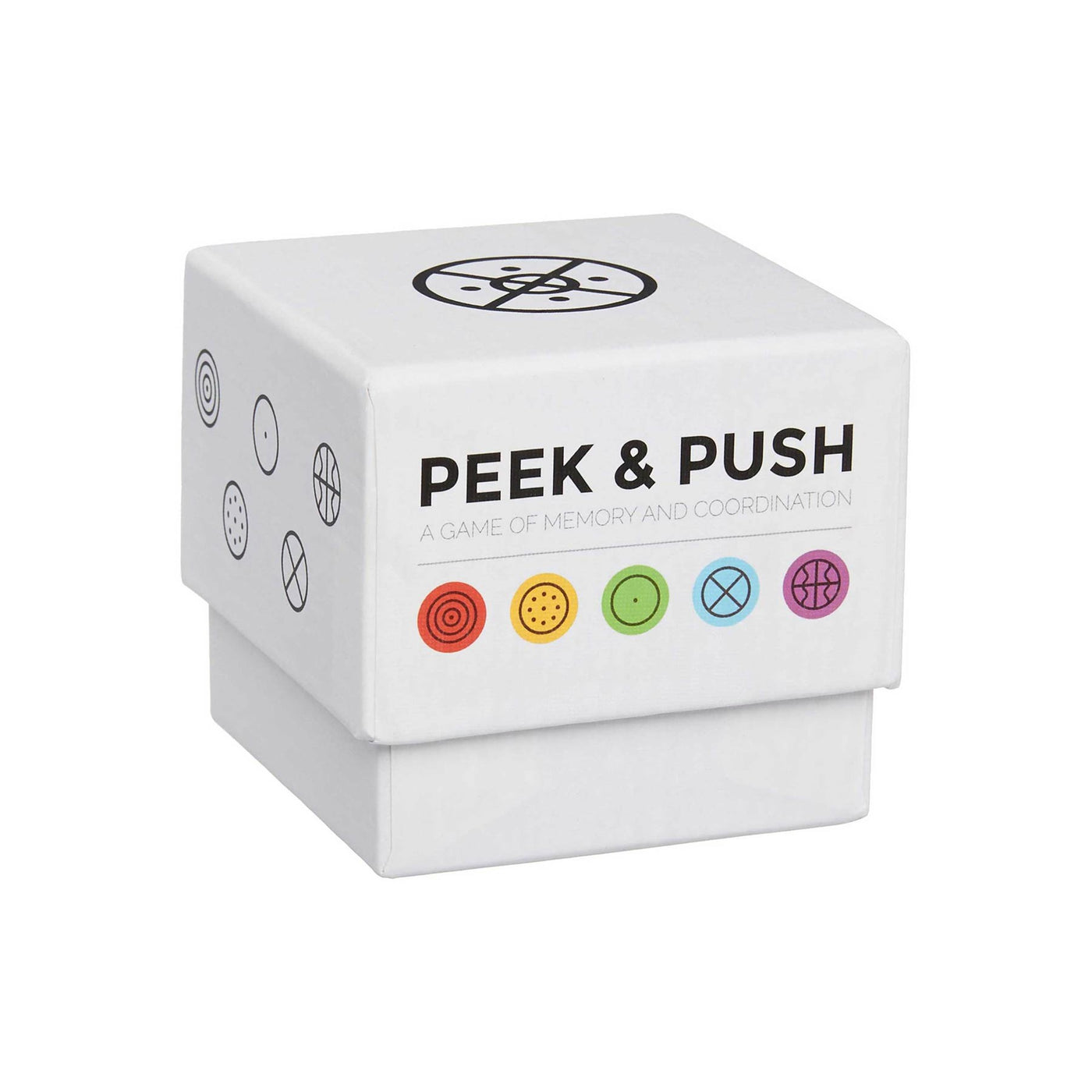 Front of Packaging for Peek and Push game