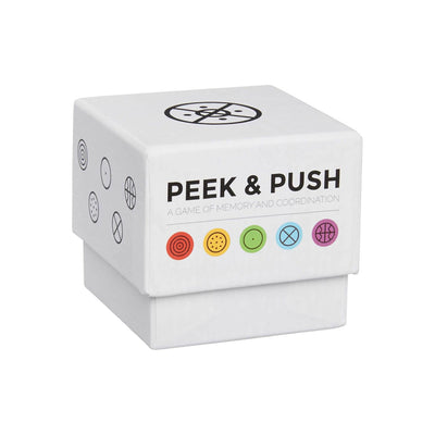 Front of Packaging for Peek and Push game