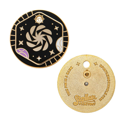 Front and Back of Enamel Pin included with Wormhole
