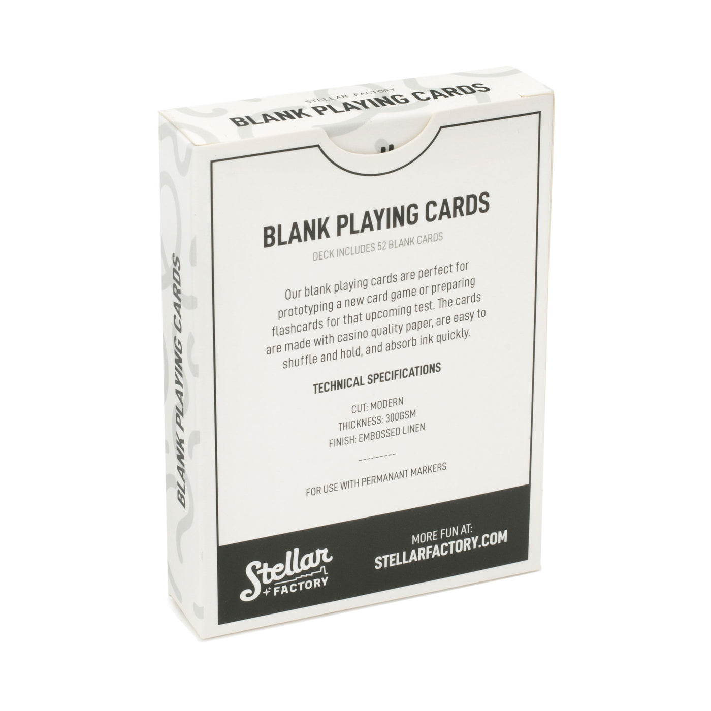Back of Blank Playing Cards Packaging 